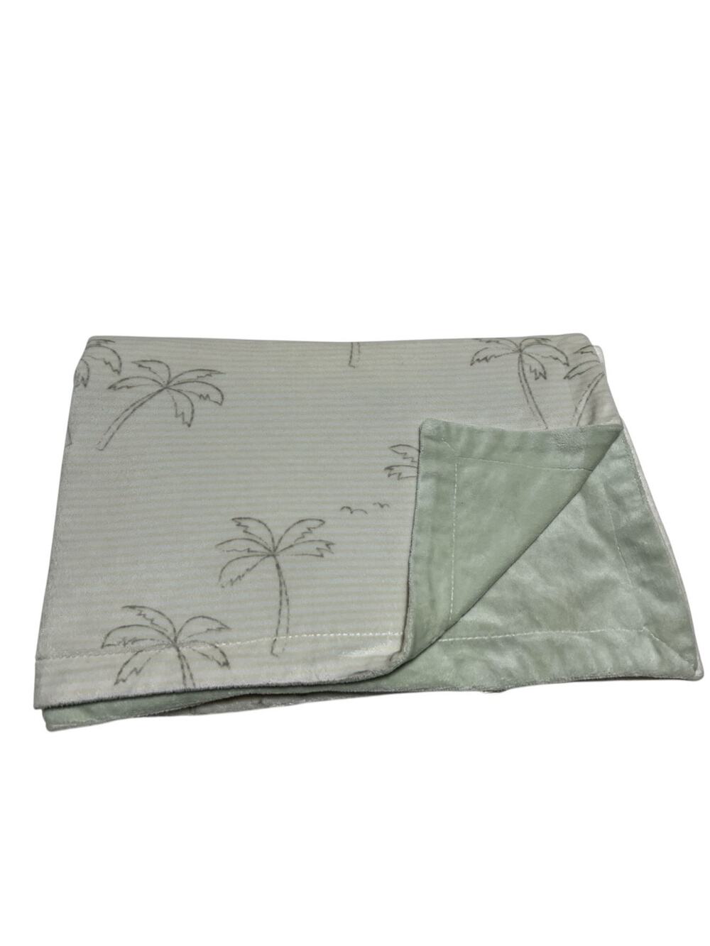 Mother’s Promise Palm Tree Green Beige Striped Baby Blanket